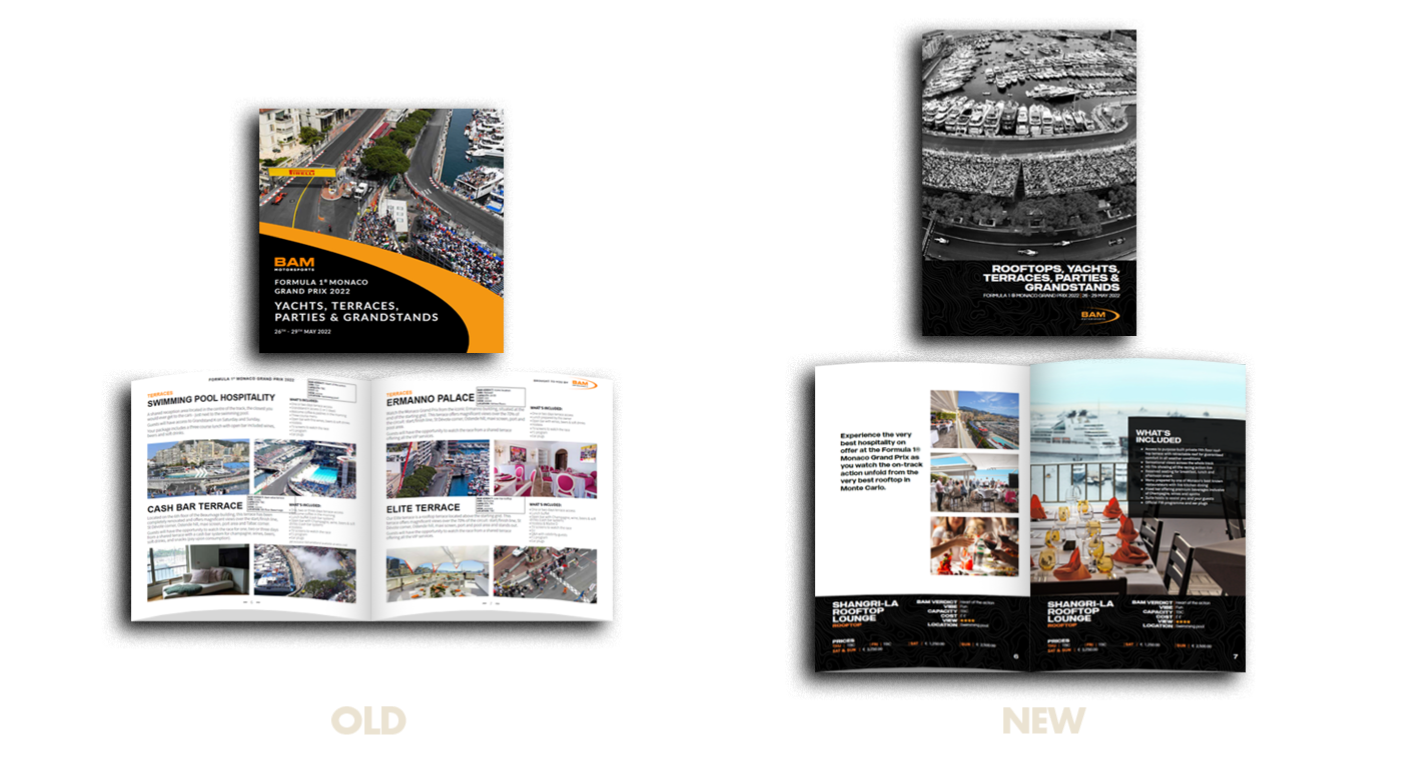 Comparison of the old brochure with the new one.